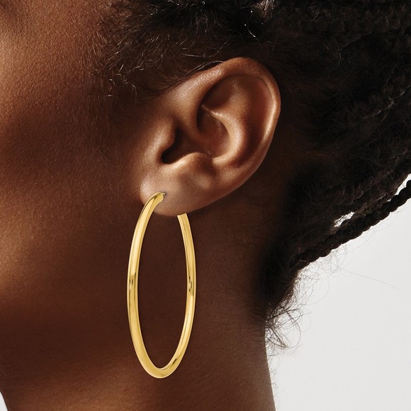 14k Yellow Gold Polished Endless Tube Hoop Earrings 55 L x 55 mm W